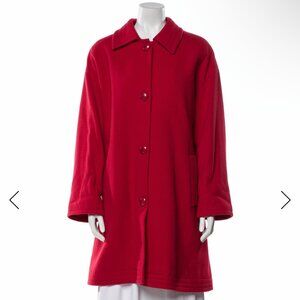 Aquascutum Red Wool Trench Coat Women’s Size M Medium Luxury Winter Overcoat
